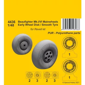   CMK 1:48 Beufighter Mk.I/VI Mainwheels - Early Wheel Hub / Smooth Tyre