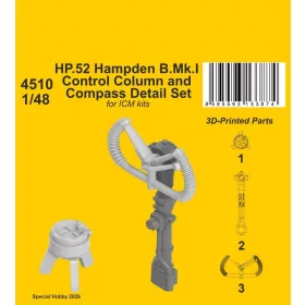   CMK 1:48 HP.52 Hampden B.Mk.I - Control Column and Compass Detail Set for ICM