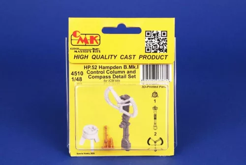 CMK 1:48 HP.52 Hampden B.Mk.I - Control Column and Compass Detail Set for ICM