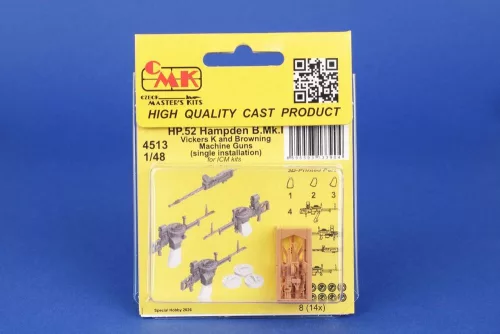 CMK 1:48 HP.52 Hampden B.Mk.I - Vickers K and Browning Machine Guns (single installation) for ICM