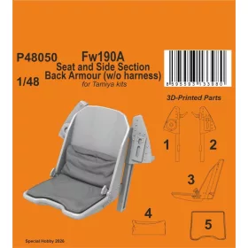   CMK 1:48 Fw190A Seat and Side Section Back Armour (w/o harness) for Tamiya