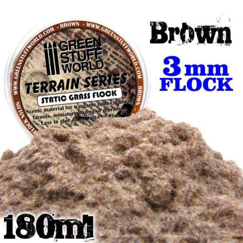 Green Stuff World - Static Grass Flock 3 mm - Brown - 180 ml