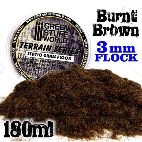 Green Stuff World - Static Grass Flock 3 mm - BURNT Brown - 180 ml