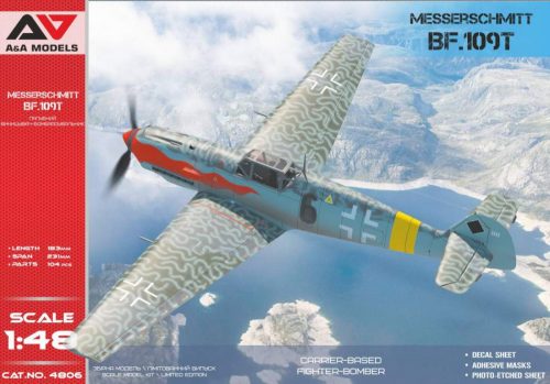A&A Models 1:48 Messerschmitt Bf.109T1/T2 (5 camo schemes) repülő makett