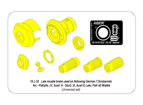 Aber Models 1:16 Late muzzle brake to barrels in Pz.IVH; Stug.IIIG or PaK 40