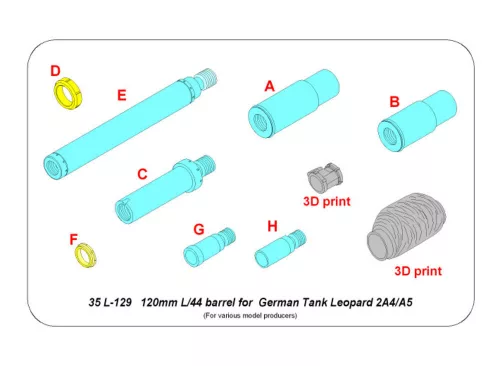 Aber Models 1:35 120 mm L/44 Barrel for German Tank Leopard 2A4/A5 (Universal)