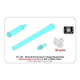   Aber Models 1:35 90 mm M-36 tank barrel T-shaped Muzzle Brake without mantlet cover for U.S. M47 and M48A3 Patton