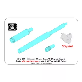   Aber Models 1:35 90 mm M-36 tank barrel T-shaped Muzzle Brake with mantlet cover for U.S. M47 and M48A1 Patton