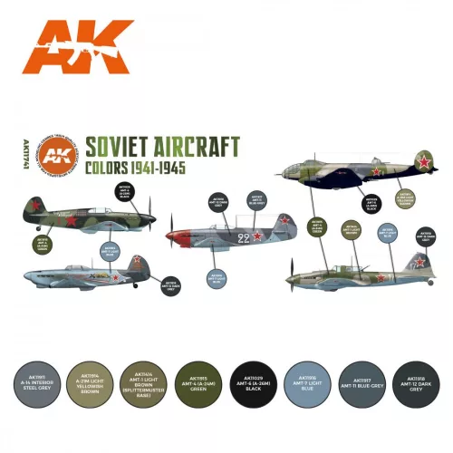 Acrylics 3rd generation Soviet Aircraft Colors 1941-1945 SET 3G