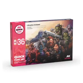   AK-Interactive Quick gen quick paint set 36 quick gen colors (2 brushes)