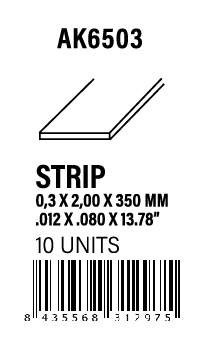 AK-Interactive Strips 0.30 x 2.00 x 350mm - STYRENE STRIP