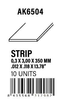 AK-Interactive Strips 0.30 x 3.00 x 350mm - STYRENE STRIP