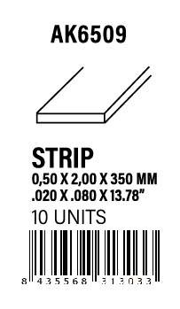 AK-Interactive Strips 0.50 x 2.00 x 350mm - STYRENE STRIP