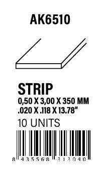 AK-Interactive Strips 0.50 x 3.00 x 350mm - STYRENE STRIP