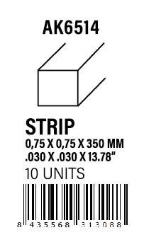 AK-Interactive Strips 0.75 x 0.75 x 350mm - STYRENE STRIP