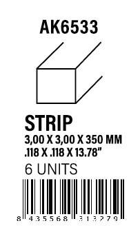 AK-Interactive Strips 3.00 x 3.00 x 350mm - STYRENE STRIP