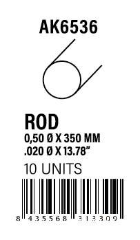 AK-Interactive Rod 0.50 diameter x 350mm - STYRENE STRIP