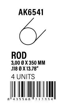 AK-Interactive Rod 3.00 diameter x 350mm - STYRENE STRIP