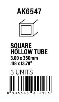 AK-Interactive Square hollow tube 3.00x350mm(0,7mm)-STYRENE STRIP