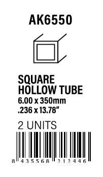AK-Interactive Square hollow tube 6.00x350mm(0,7mm)-STYRENE STRIP