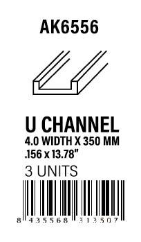 AK-Interactive U Channel 4.0 width x 350mm - STYRENE STRIP