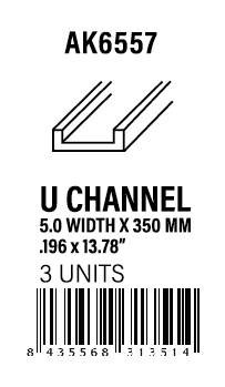 AK-Interactive U Channel 5.0 width x 350mm - STYRENE STRIP