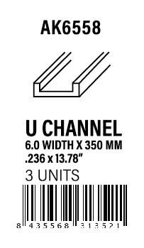 AK-Interactive U Channel 6.0 width x 350mm - STYRENE STRIP
