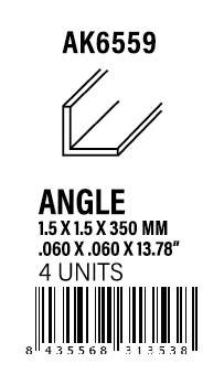 AK-Interactive Angle 1.50 x 1.50 x 350mm - STYRENE STRIP
