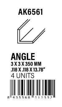 AK-Interactive Angle 2.5 x 2.5 x 350mm - STYRENE STRIP
