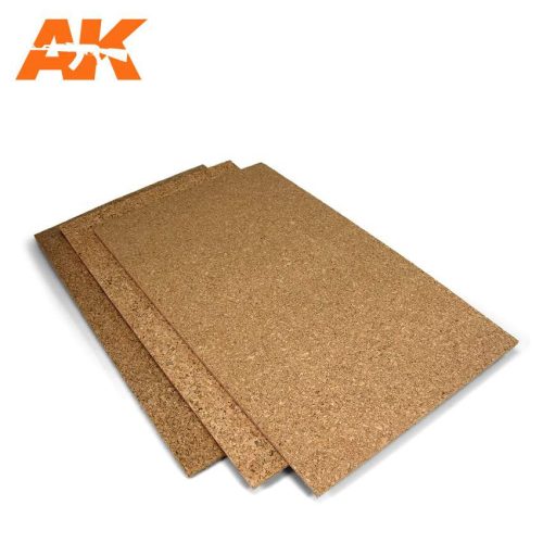 AK-Interactive Cork sheets - fine grained - 200 x 300 x 1mm (2 lap)