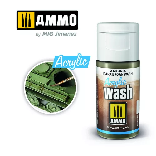 Ammo by Mig ACRYLIC WASH Dark Brown Wash