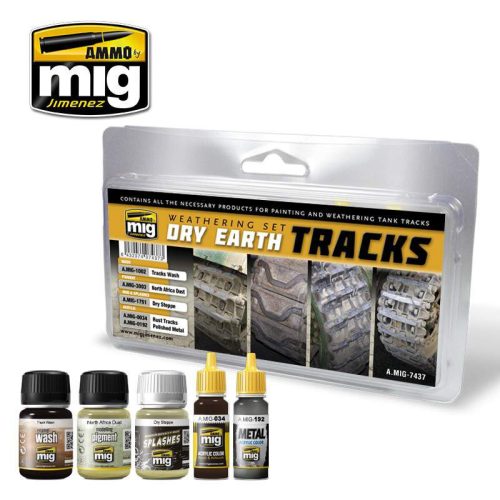 AMMO by Mig Dry Earth Tracks Weathering Set