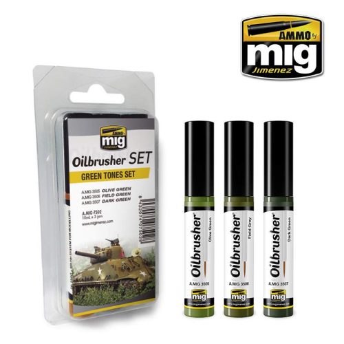 AMMO by Mig Green Tones OILBRUSHER SET