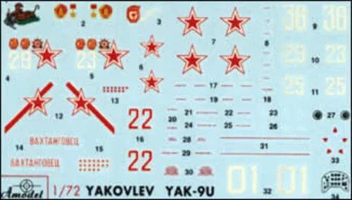 Amodel 1:72 Yakovlev Yak-9U Soviet fighter