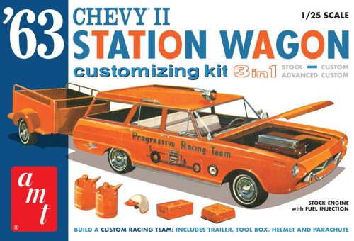 AMT AMT1201 1:25 1963 Chevy II Station Wagon w/Trailer
