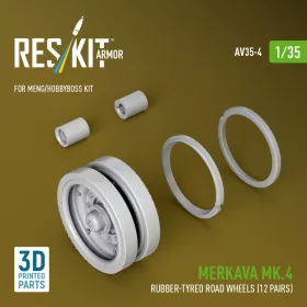   ResKit Models 1:35 Merkava Mk.4 rubber-tyred road wheels (12 pairs) (3D Printed) for Meng / Hobby Boss