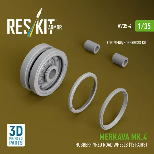 ResKit Models 1:35 Merkava Mk.4 rubber-tyred road wheels (12 pairs) (3D Printed) for Meng / Hobby Boss