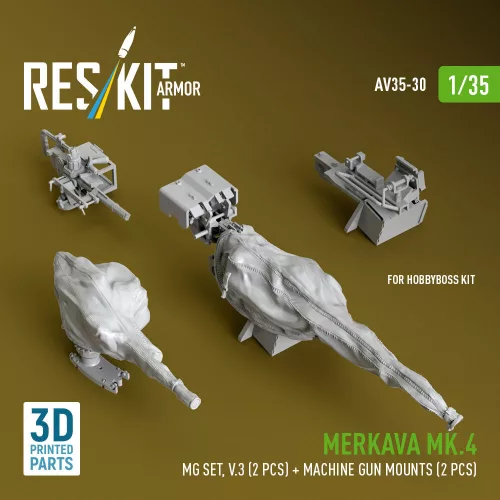 ResKit Models 1:35 Merkava Mk.4 MG set, V.3 (2 pcs) + Machine gun mounts (2 pcs) (3D Printed) for Meng