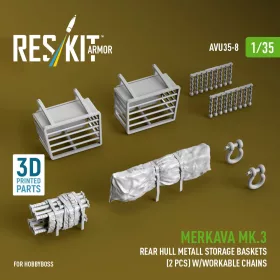   ResKit Models 1:35 Merkava Mk.3 rear hull metall storage baskets (2 pcs) w/workable chains for HobbyBoss kit (3D Printed)