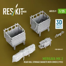   ResKit Models 1:35 Merkava Mk.3 rear hull storage baskets w/o cover (2 pcs) for Meng kit (3D Printed)