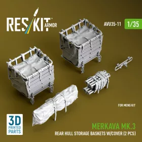   ResKit Models 1:35 Merkava Mk.3 rear hull storage baskets w/cover (2 pcs) for Meng kit (3D Printed)