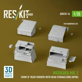   ResKit Models 1:35 Merkava Mk.3 Front n' Rear fenders with Rear stowage bins (open) (3D Printed) for Hobby Boss