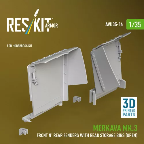 ResKit Models 1:35 Merkava Mk.3 Front n' Rear fenders with Rear stowage bins (open) (3D Printed) for Hobby Boss