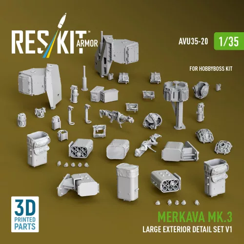 ResKit Models 1:35 Merkava Mk.3 large exterior detail set V1 (3D Printed) for Hobby Boss