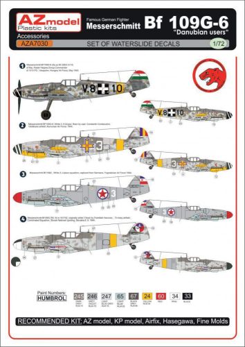 AZ Model 1:72 Bf-109G-6 Danubian users matrica szett