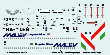 Boa decalsBoeing 737-300 MALEV HUNGARIAN Airlines 