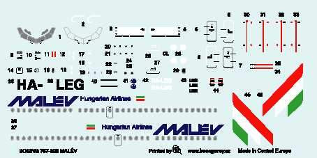Boa decalsBoeing 737-300 MALEV HUNGARIAN Airlines