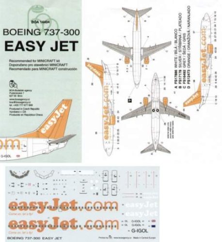 Boa decals 1:144 - Boeing 737-300 ”Easy Jet” matrica szett