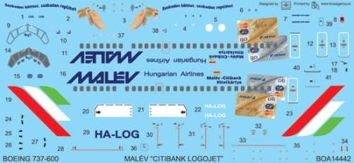 Boa decals 1:144 - Boeing 737-600 ”Citibank Logojet” matrica szett HA-LOG