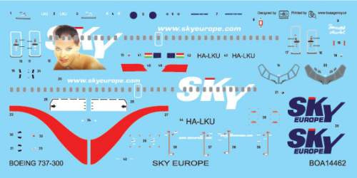 Boa decals 1:144 - Boeing 737-300 Sky Europe matrica szett